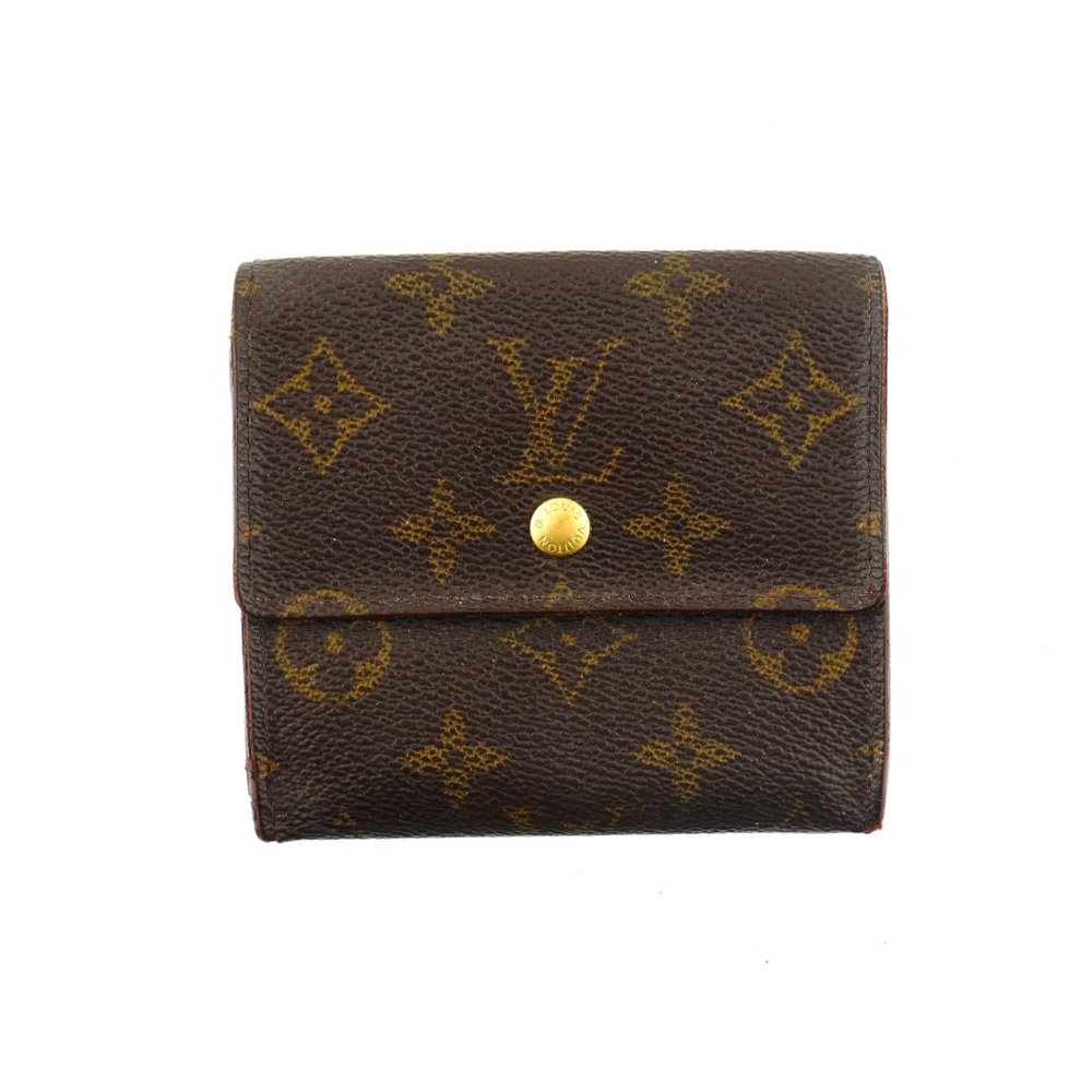 Authentic LOUIS VUITTON Monogram Canvas Leather Trifold Compact Clutch Wallet